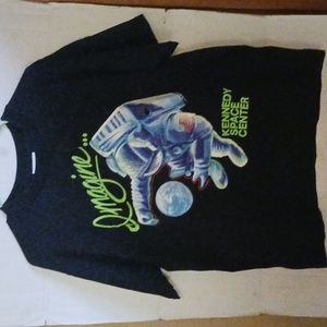 Vtg Kennedy Space Center 1990 Men's Imagine Single Stitch Black T-Shirt Size LG